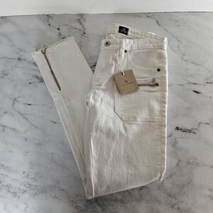 Adriano Goldschmied The Harlow Patch Pocket Zip White Jeans 29 NWT